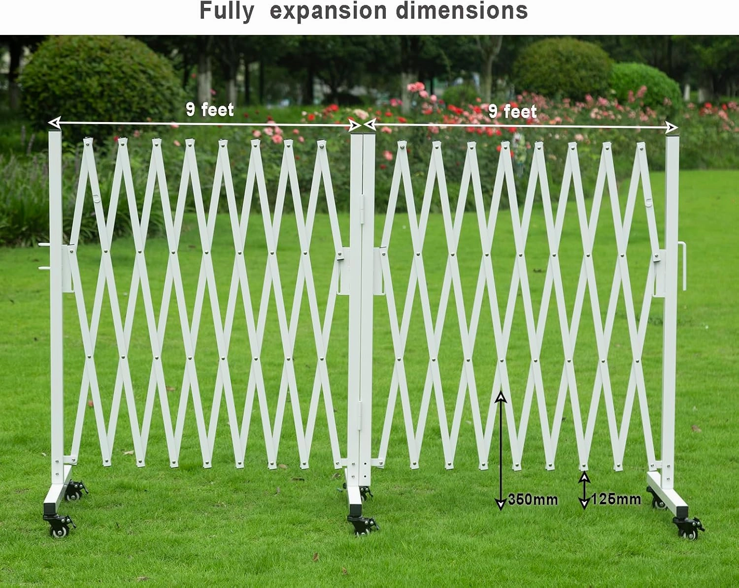 Metal Expandable Barrier, Rotating Design, Mobile Safety Barrier, 18 Feet, Indoor/Outdoor Accordion Gates, Flexible Retractable Fence, 0-180 Degrees Rotatable