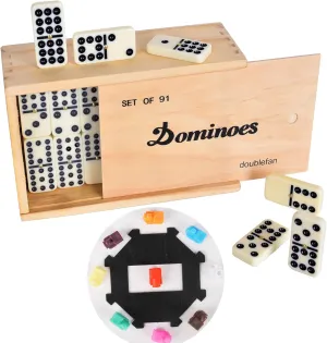 Mexican Train Dominoes Set, Double 12 Dominoes Set for Adults, Mexican Dominoes Train for Adults and Family - Classical Board Game-Dominos Set 91 Tiles with Natural Wooden Box (2-8 Players)
