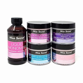 MIA SECRET 4 oz LIQUID MONOMER   Acrylic Powders Set - Pink 2 oz, Clear 2 oz, 3D White 2 oz & Multibalance Pink 2 oz