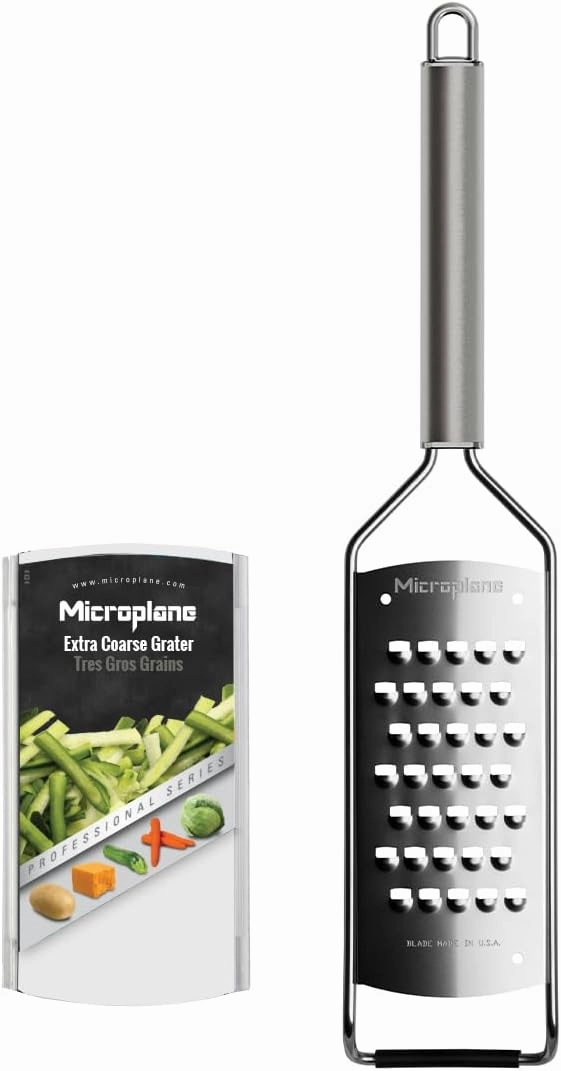 Microplane Professional Series Kitchen Grater new Extra Coarse for Potato, Zucchini, Carrot, Apple, Cabbage and Cheese with Stainless Steel Blades - Made in USA