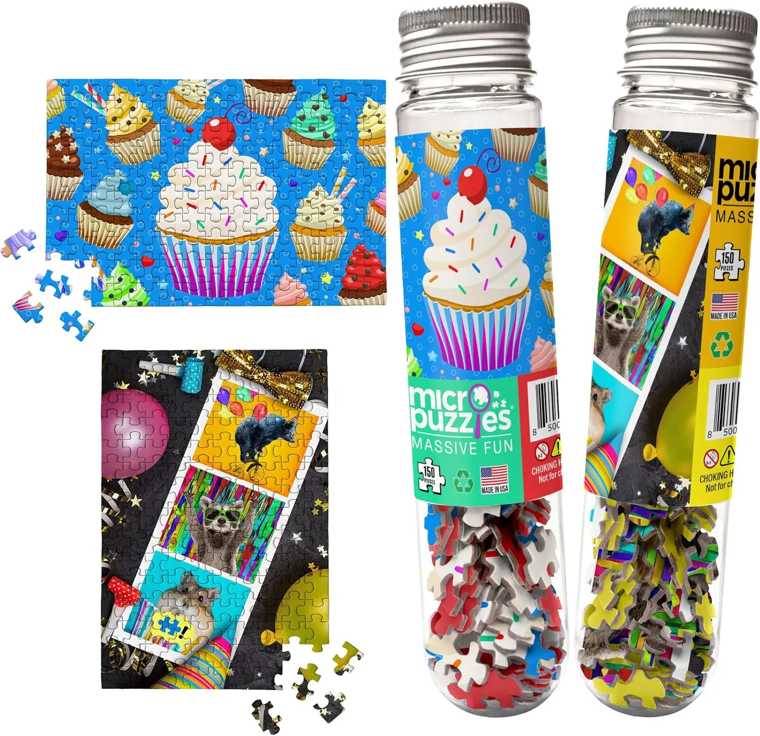 MicroPuzzles “Celebration” Mini Jigsaw Puzzle 2-Pack – 150-Piece Festive Party Travel 4×6 in Puzzle Gift | Made in USA | Small Business