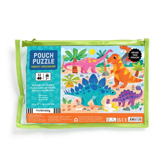 Mighty Dinosaurs 12pc Pouch Puzzle