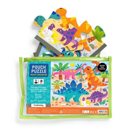 Mighty Dinosaurs 12pc Pouch Puzzle