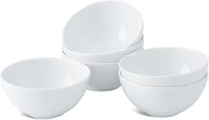 Minh Long 19 oz Dessert Bowls Set of 6, 5.52 Inch White Porcelain Bowls for Soup, Cereal, Oatmeal, Fruit, Rice – Microwave, Oven & Dishwasher Safe - Ideal for Father's Day
