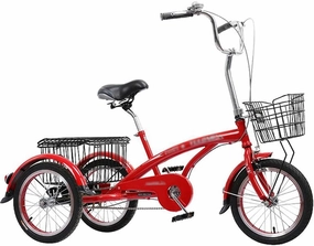 Mini Adult Tricycle 16 Inch 3 Wheel Bikes Adjustable Height Comfort Bicycles Bike with Shopping Basket for Seniors Women Men