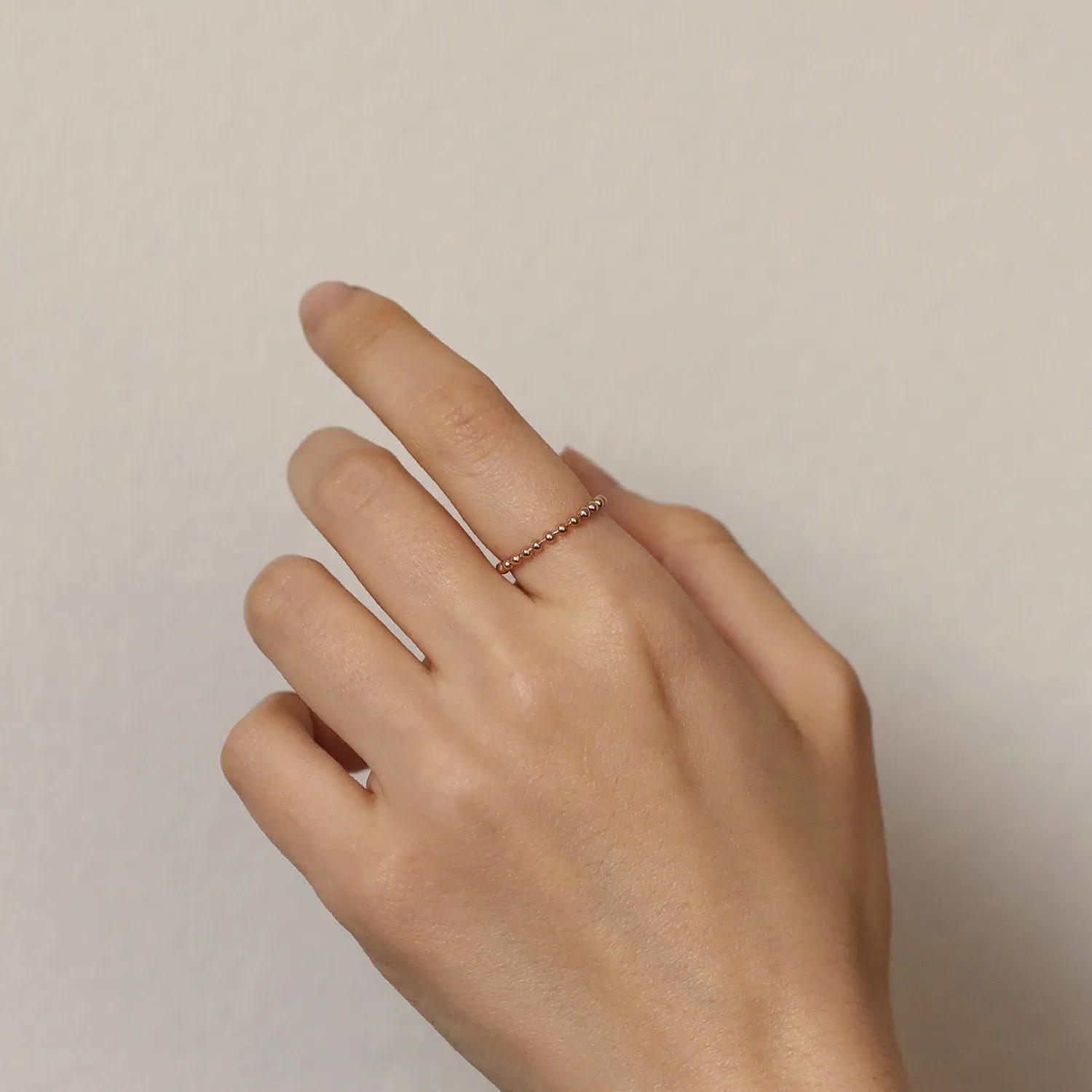 Minimalist 14K Gold Bead Ball Ring