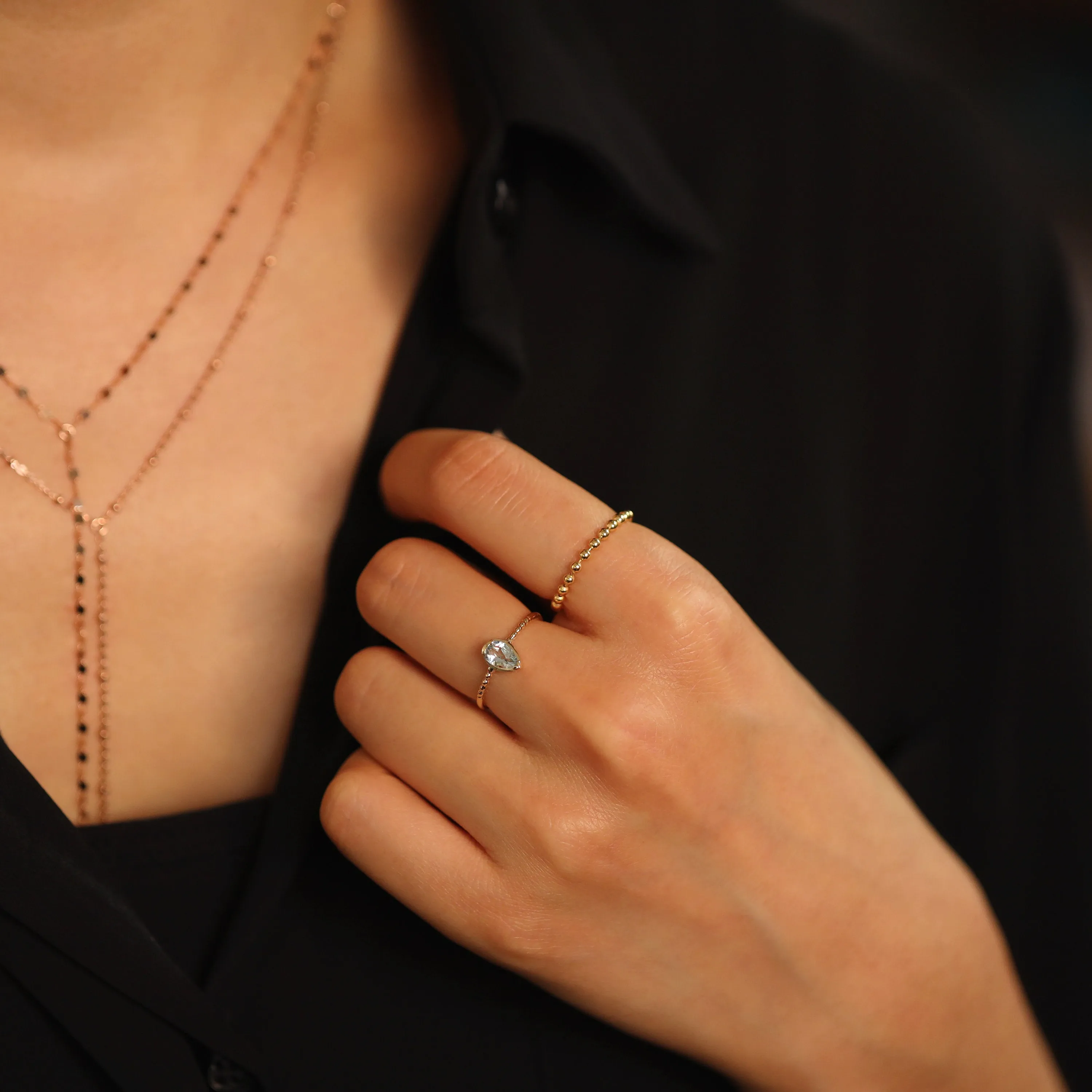 Minimalist 14K Gold Bead Ball Ring