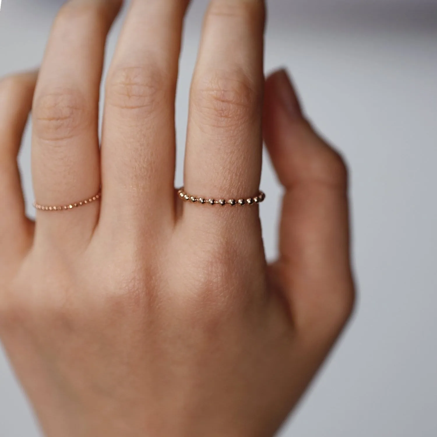 Minimalist 14K Gold Bead Ball Ring
