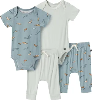 Modern Moments by Gerber Unisex Baby 4-pack Short-sleeve Bodysuit & Pant Set