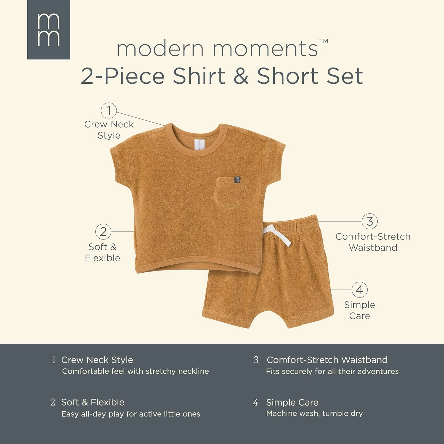 Modern Moments by Gerber Baby Boys' 2-Piece Knit Terry Shirt and Short
