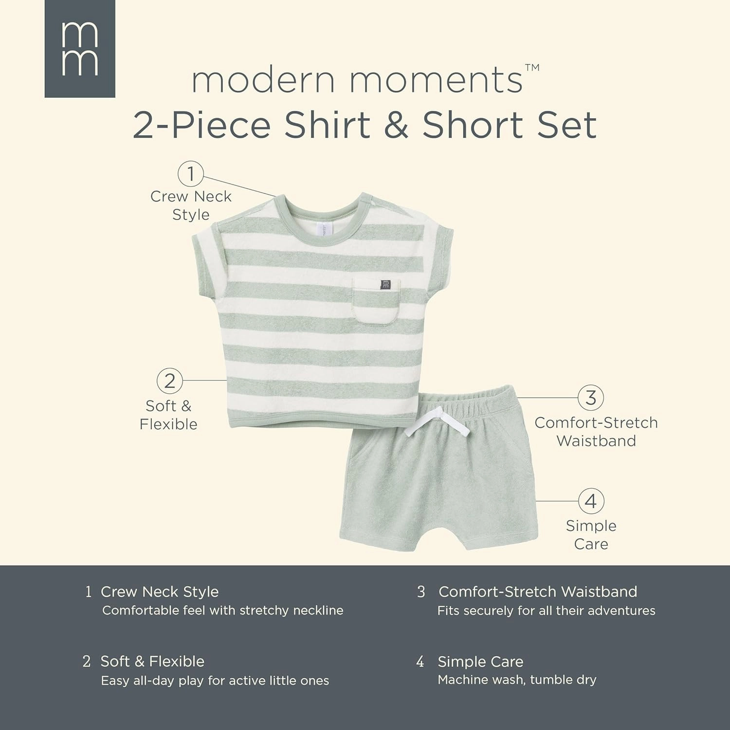 Modern Moments by Gerber Baby Boys' 2-Piece Knit Terry Shirt and Short