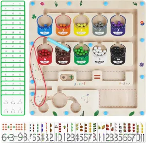 Montessori Toys, Magnetic Color and Number Maze, Wooden Puzzle Activity Board, Learning Educational Counting Matching Toys for Toddlers 3.4.5 Year Old