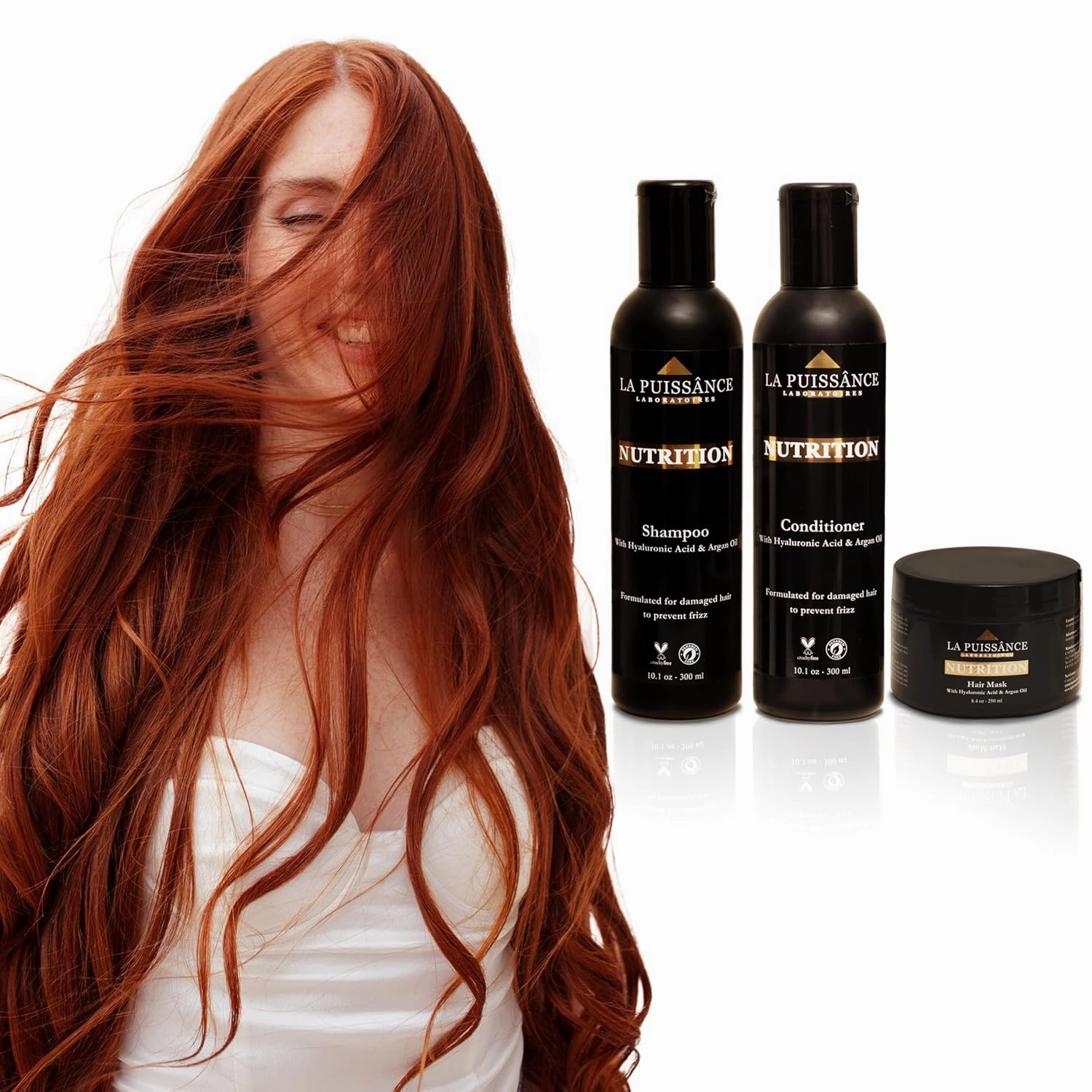 Moroccan Argan Oil Shampoo, Conditioner, and Hair Mask Set with Hyaluronic - Nutrition, Hydrating, Moisturize for Dry Hair - High Rated Frizz Control Haircare - for Home and Salon Use