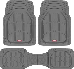 Motor Trend FlexTough Floor Mats for Cars, Gray Deep Dish All-Weather Mats, Waterproof Trim-To Fit Automotive Floor Mats for Trucks SUV, Universal Liner Car Accessories