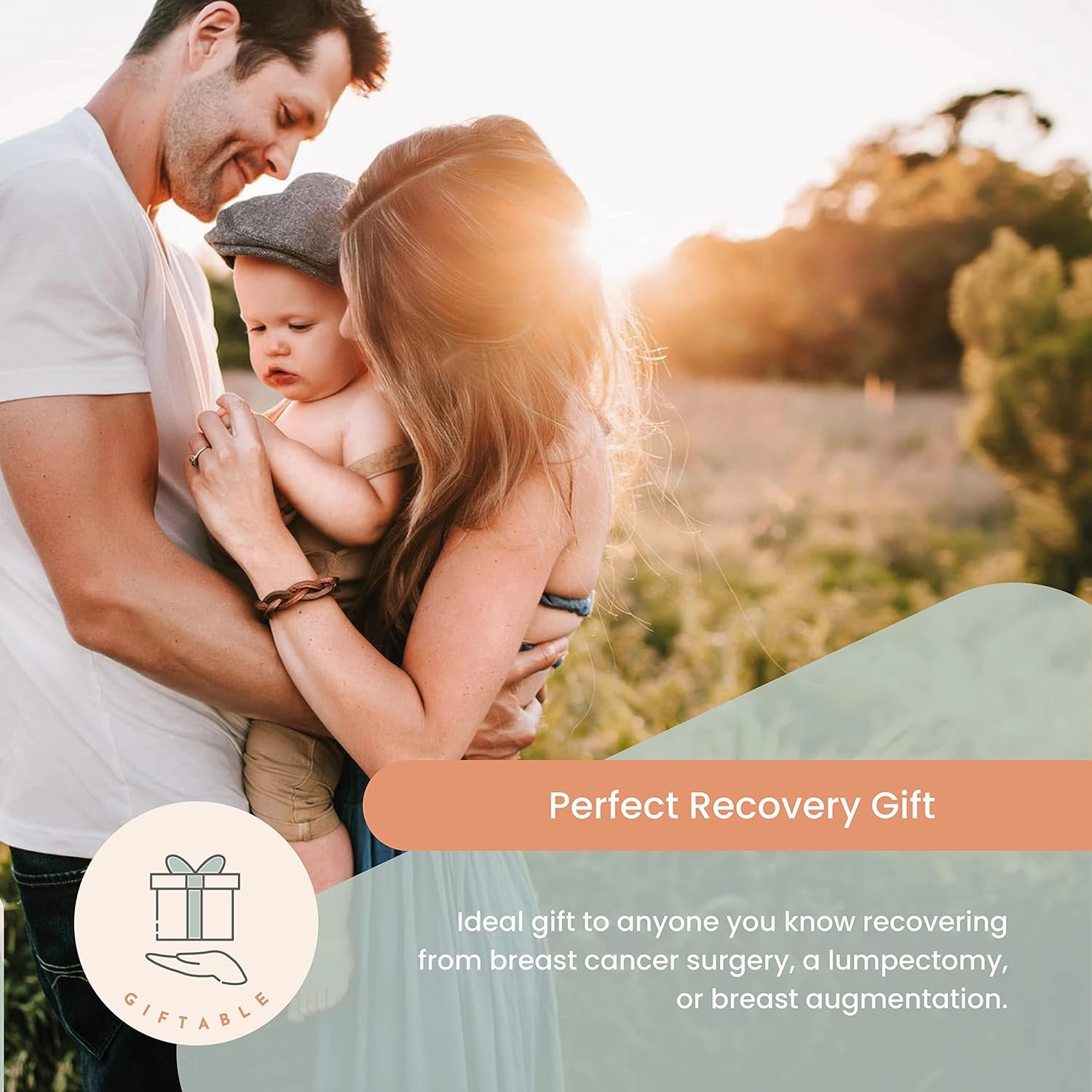 MOYOAMA Post Mastectomy Pillow - Recovery After Breast Cancer Surgery, Breast Augmentation - Lightweight Post Surgery Pillow with 4 Built-in Pockets to Support Healing - Breast Cancer Gifts for Women