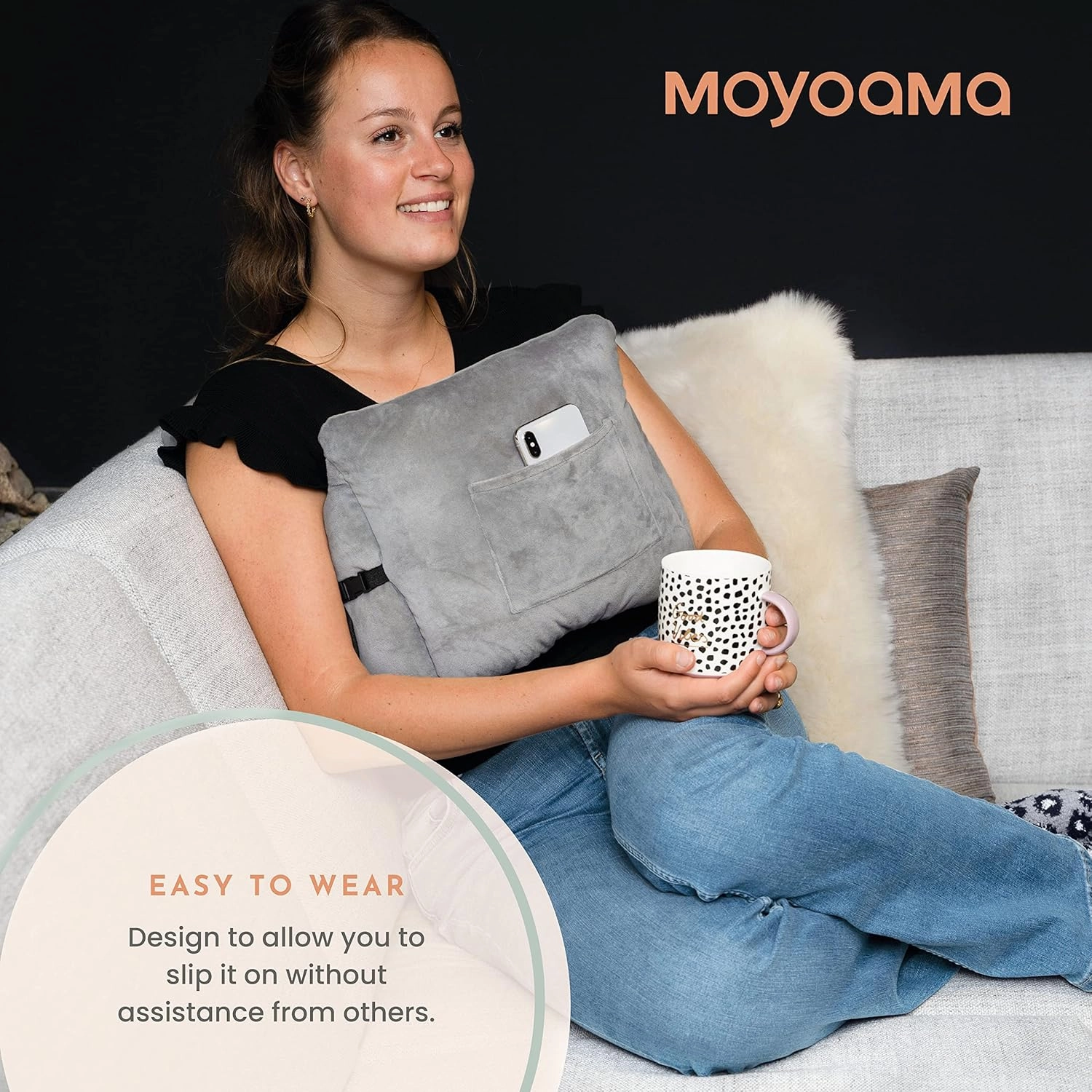 MOYOAMA Post Mastectomy Pillow - Recovery After Breast Cancer Surgery, Breast Augmentation - Lightweight Post Surgery Pillow with 4 Built-in Pockets to Support Healing - Breast Cancer Gifts for Women