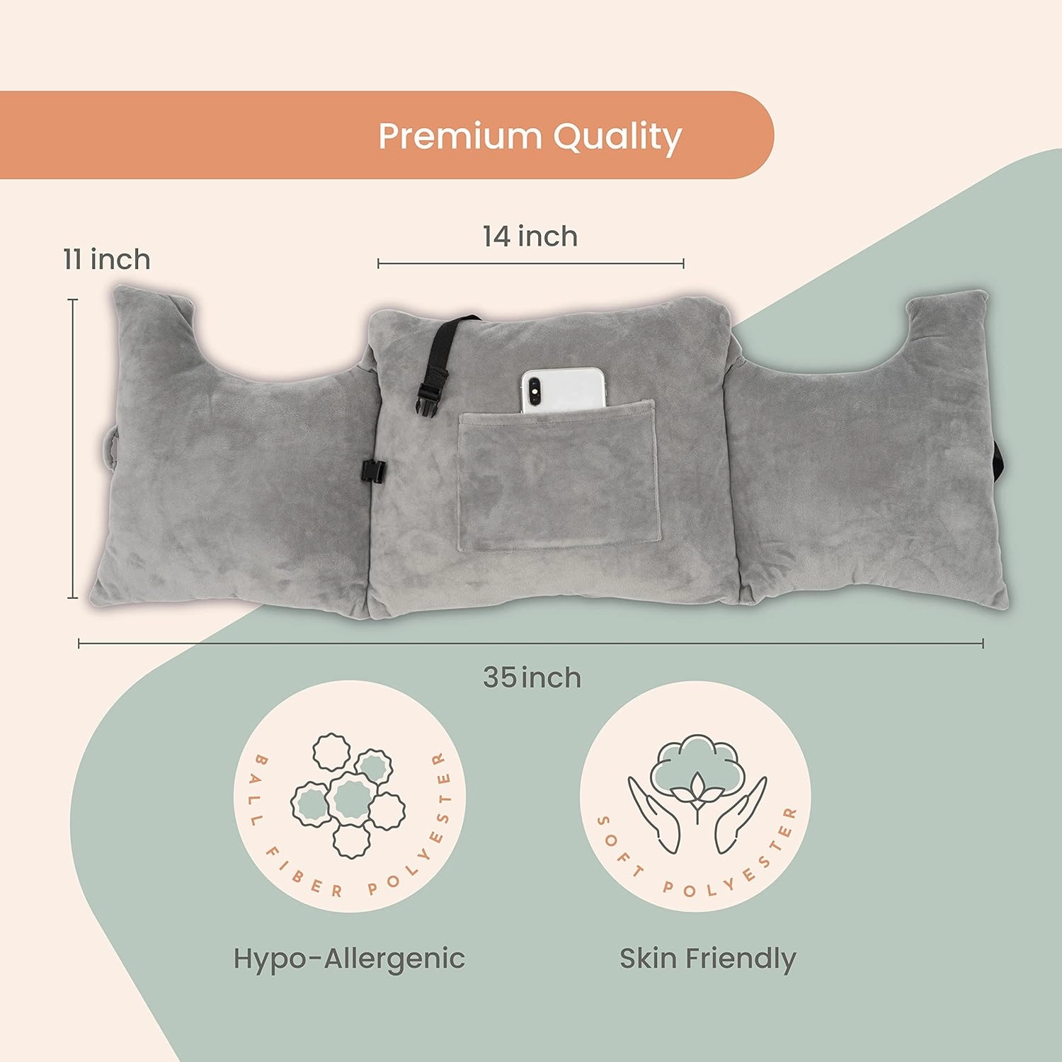 MOYOAMA Post Mastectomy Pillow - Recovery After Breast Cancer Surgery, Breast Augmentation - Lightweight Post Surgery Pillow with 4 Built-in Pockets to Support Healing - Breast Cancer Gifts for Women