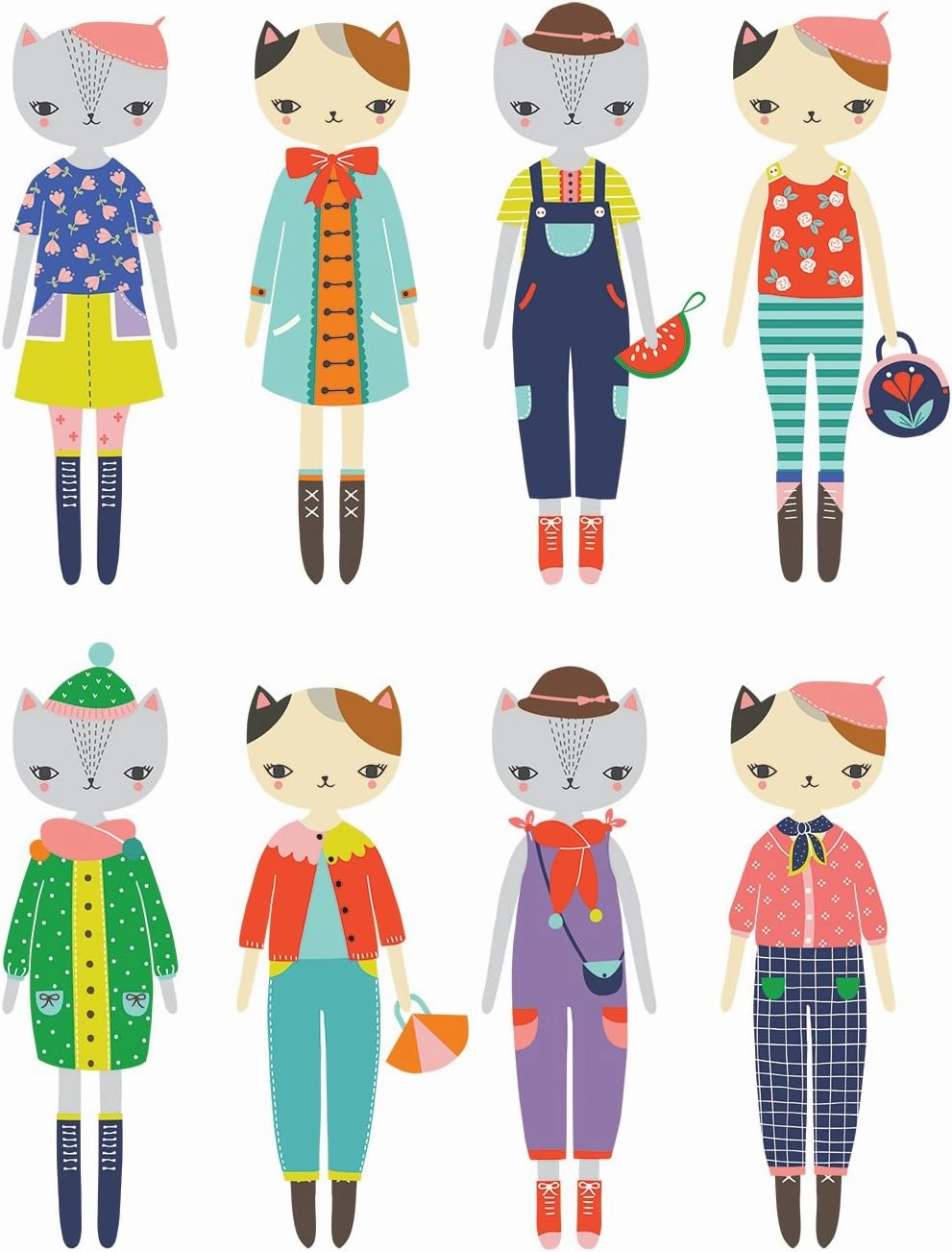Mudpuppy Cat Fashion Magnetic Figures, 6 x 8 x 1",for 72 months to 120 months