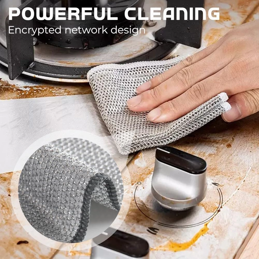 Multipurpose Wire Dishwashing Rags for Wet and Dry, 2024 New Non-Scratch Wire Dishcloth Scrubbing Wire Dishwashing Rag, Reusable Metal Wire Dishwashing Cloth for Home Kitchen Cooktop (5)