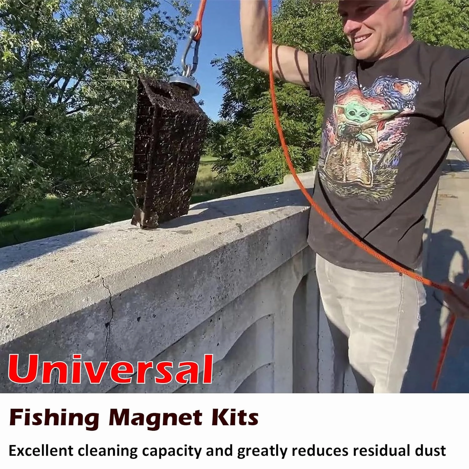 MUTUACTOR Magnet Fishing Kit 400lbs Pulling Force,Heavy Duty Neodymium N52 Magnet with 20m(64 Foot) Durable Rope,Permanent Gaint Rare Earth Magnets for Lifting Objects Hunting Lost Treasures