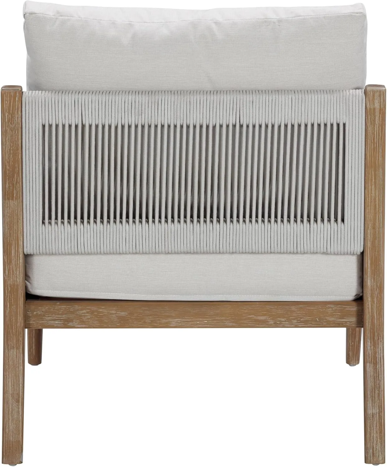 Nathan James Kayden Bohemian Wooden Upholstered Armchair, Outdoor Lounge Chair with Removable Cushion Covers and Solid Acacia Wood Frame, Light Brown