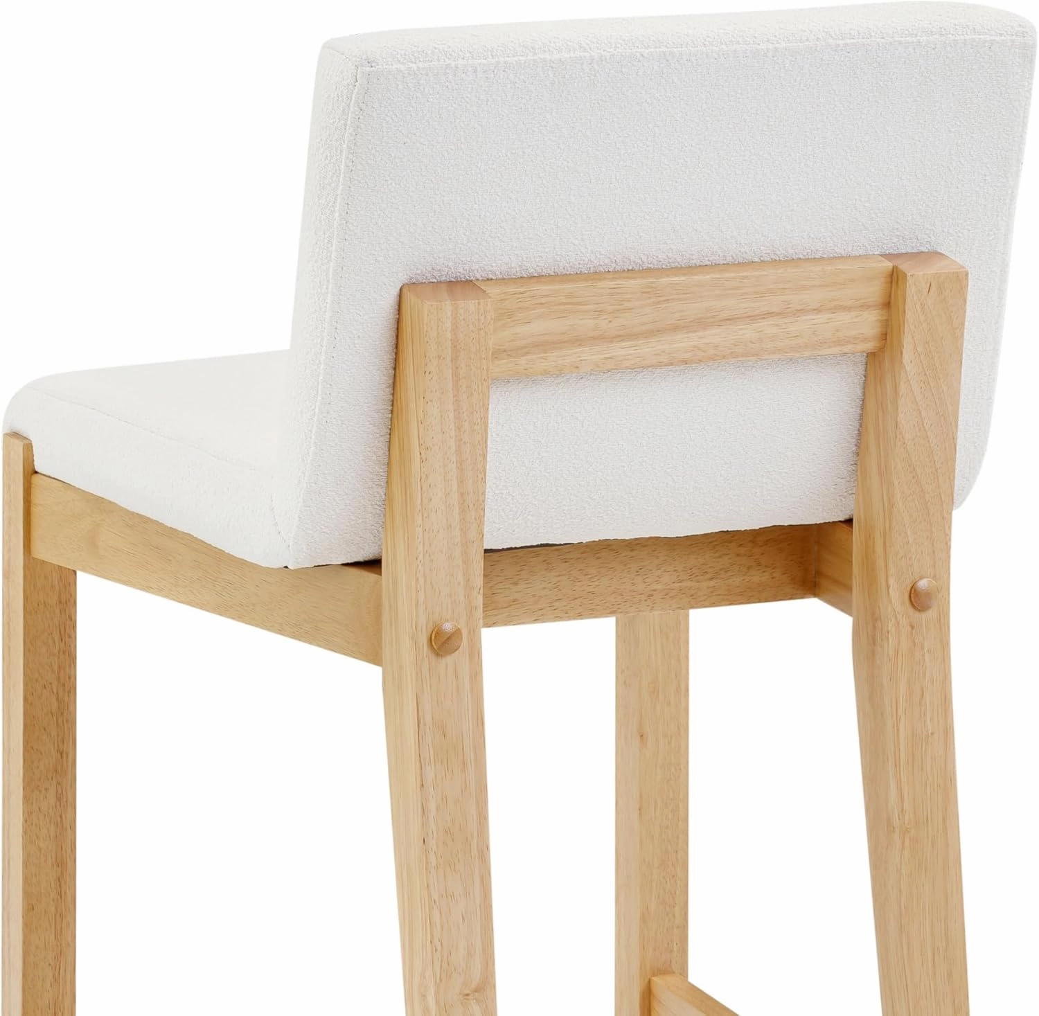 Nathan James Gracie Modern Upholstered Bar Stool, Wooden Bar Stool for Kitchen Island with Boucle Upholstery, Cream Boucle/Warm Pine