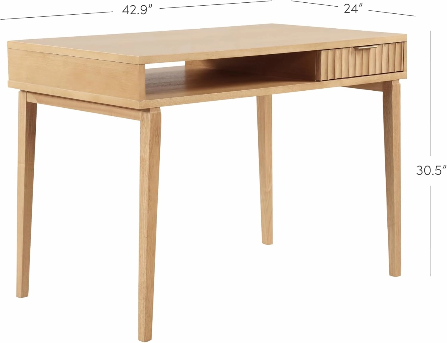 Nathan James Jasper Small Home Office Desk with Storage, Bohemian Writing Desk with Drawer and Open Cubby, Natural Brown