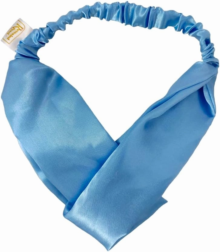 Natural hair essentials reversible and adjustable Satin bonnet, satin pillowcases, satin Scrunchies and headband set of 8 pieces (Light blue)