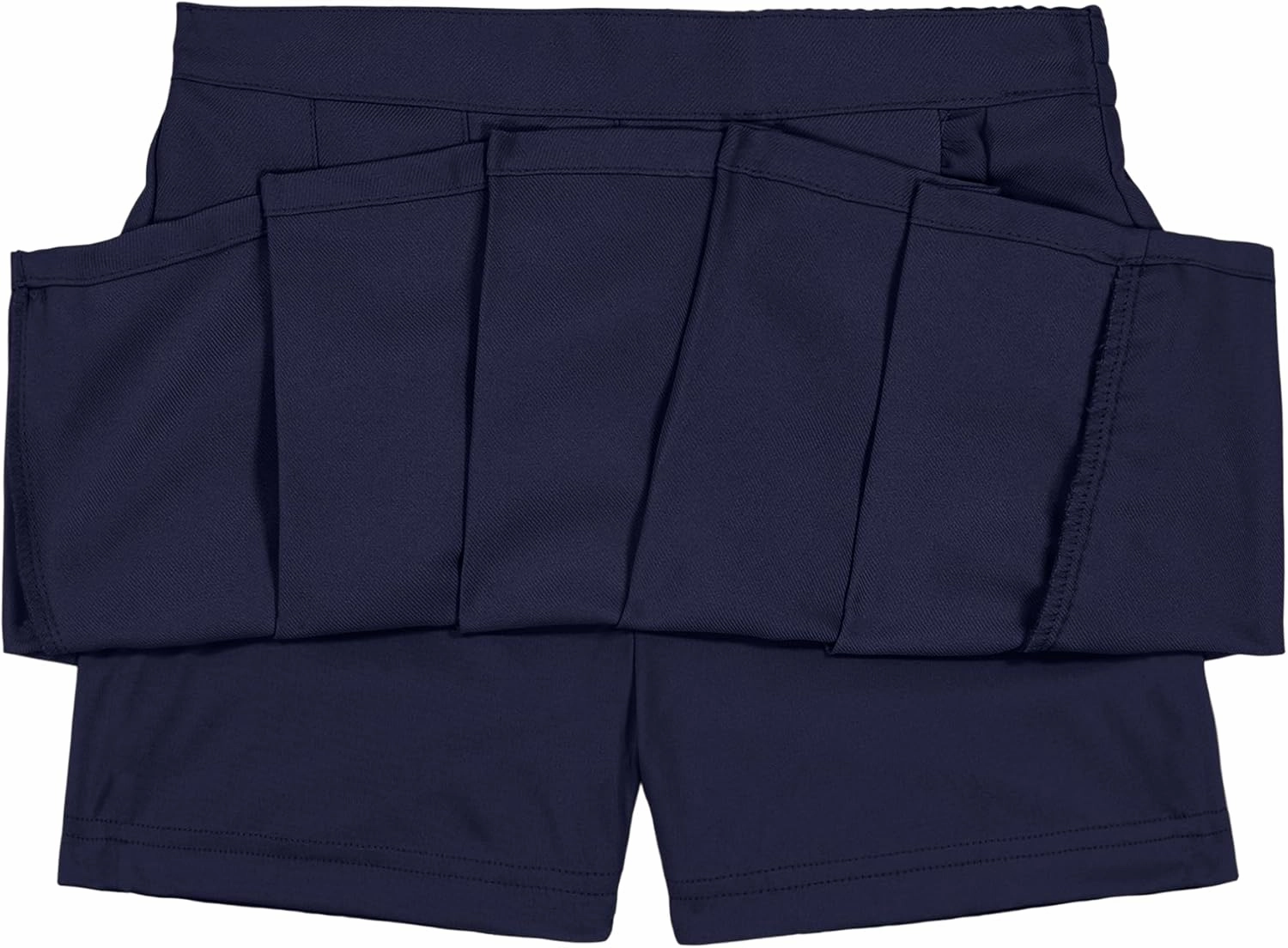 Nautica Girls' School Uniform Pleated Pull-on Scooter Skirt with Undershorts, Knit Waistband