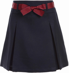 Nautica Girls' School Uniform Pleated Pull-on Scooter Skirt with Undershorts, Knit Waistband