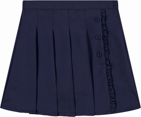 Nautica Girls' School Uniform Pleated Pull-on Scooter Skirt with Undershorts, Knit Waistband