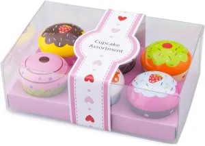 New Classic Toys Wooden Cupcake Assortment in Giftbox Pretend Play Toy for Kids Cooking Simulation Educational Toys and Color Perception Toy for Preschool Age Toddlers Boys Girls