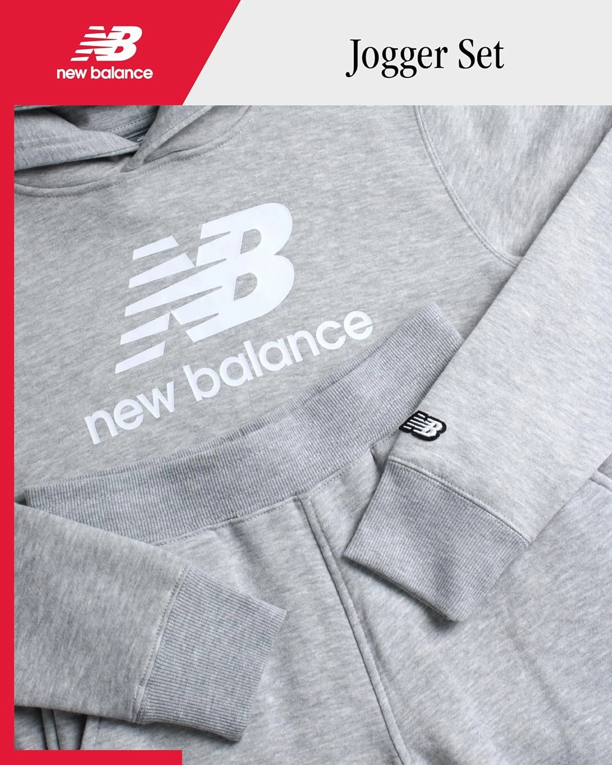 New Balance Boys Tracksuit Set - 2 Piece Athletic Performance Fleece Pullover Hoodie and Jogger Sweatpants Set (Sizes: 8-20)