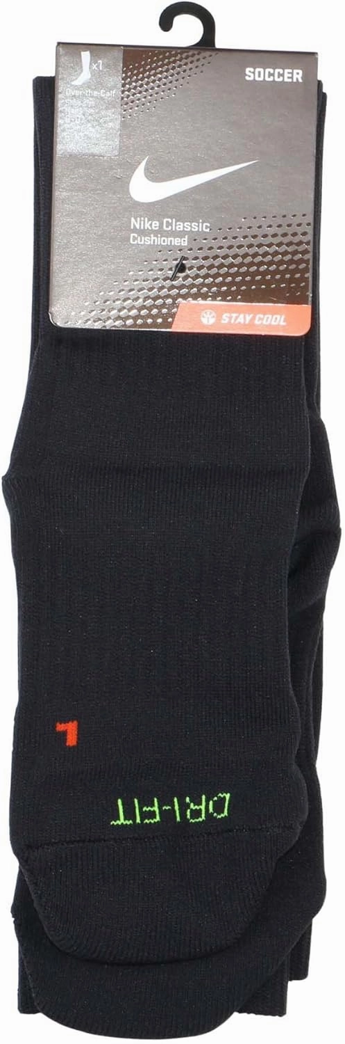 Nike Classic II Cushioned Over The Calf Soccer Socks-Black-Large