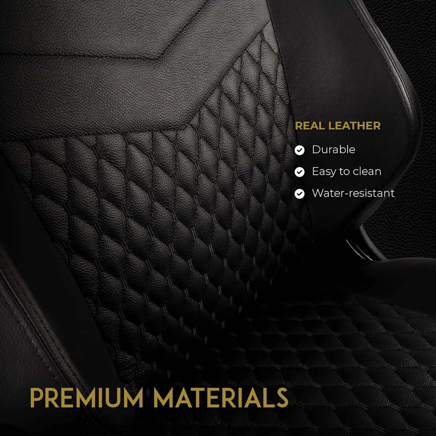 noblechairs Hero Gaming Chair/Office Chair with Lumbar Support, Real Leather, Black