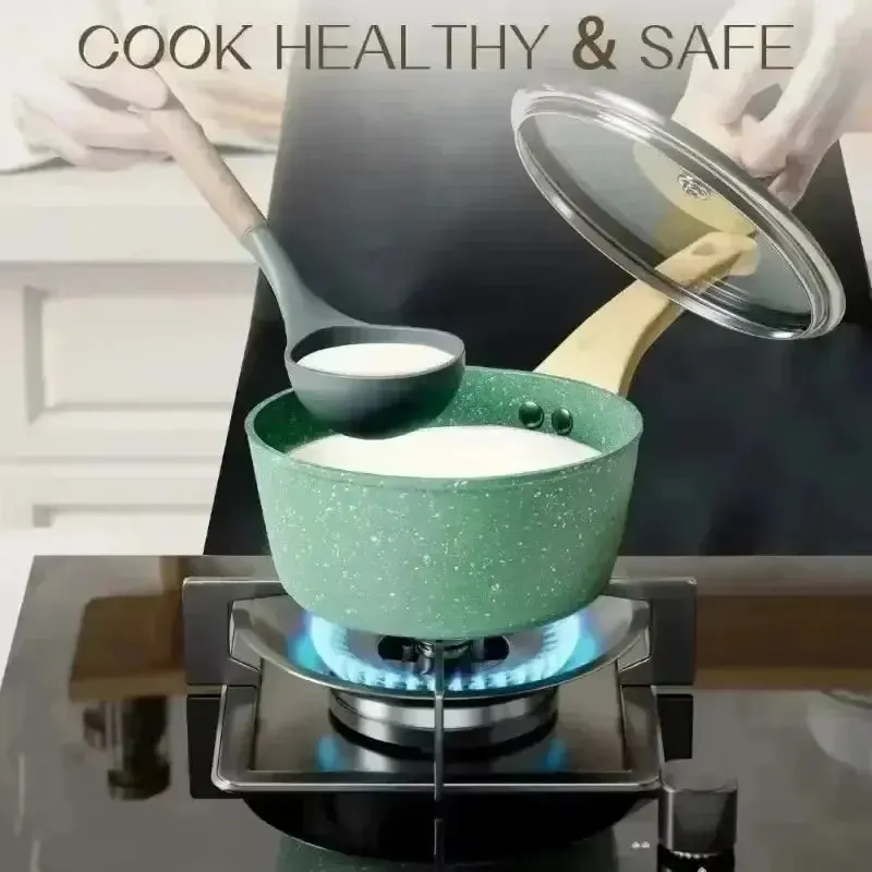 Nonstick 8-Piece Cookware Set with Lids - Frying Pan, Stockpot, Milk Pot