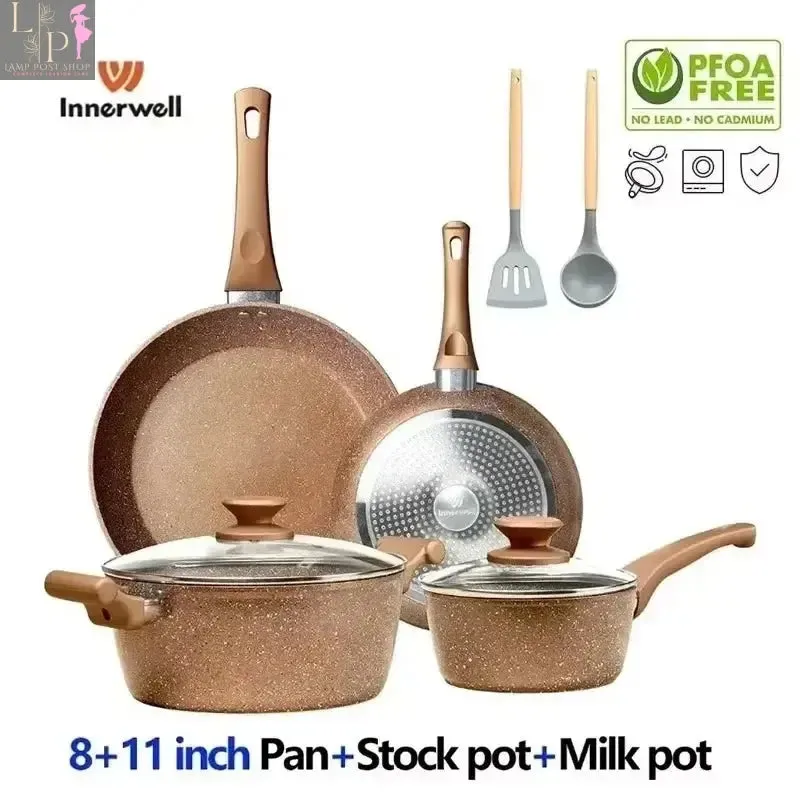 Nonstick 8-Piece Cookware Set with Lids - Frying Pan, Stockpot, Milk Pot