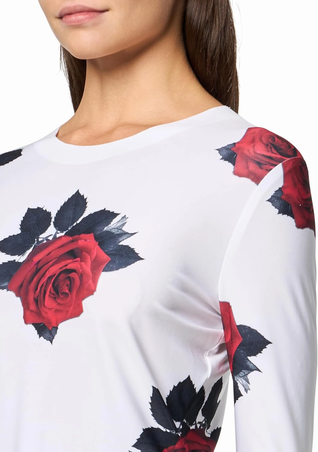 Norma Kamali Women's Long Sleeve Crew Top Short