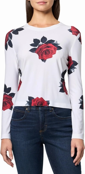Norma Kamali Women's Long Sleeve Crew Top Short