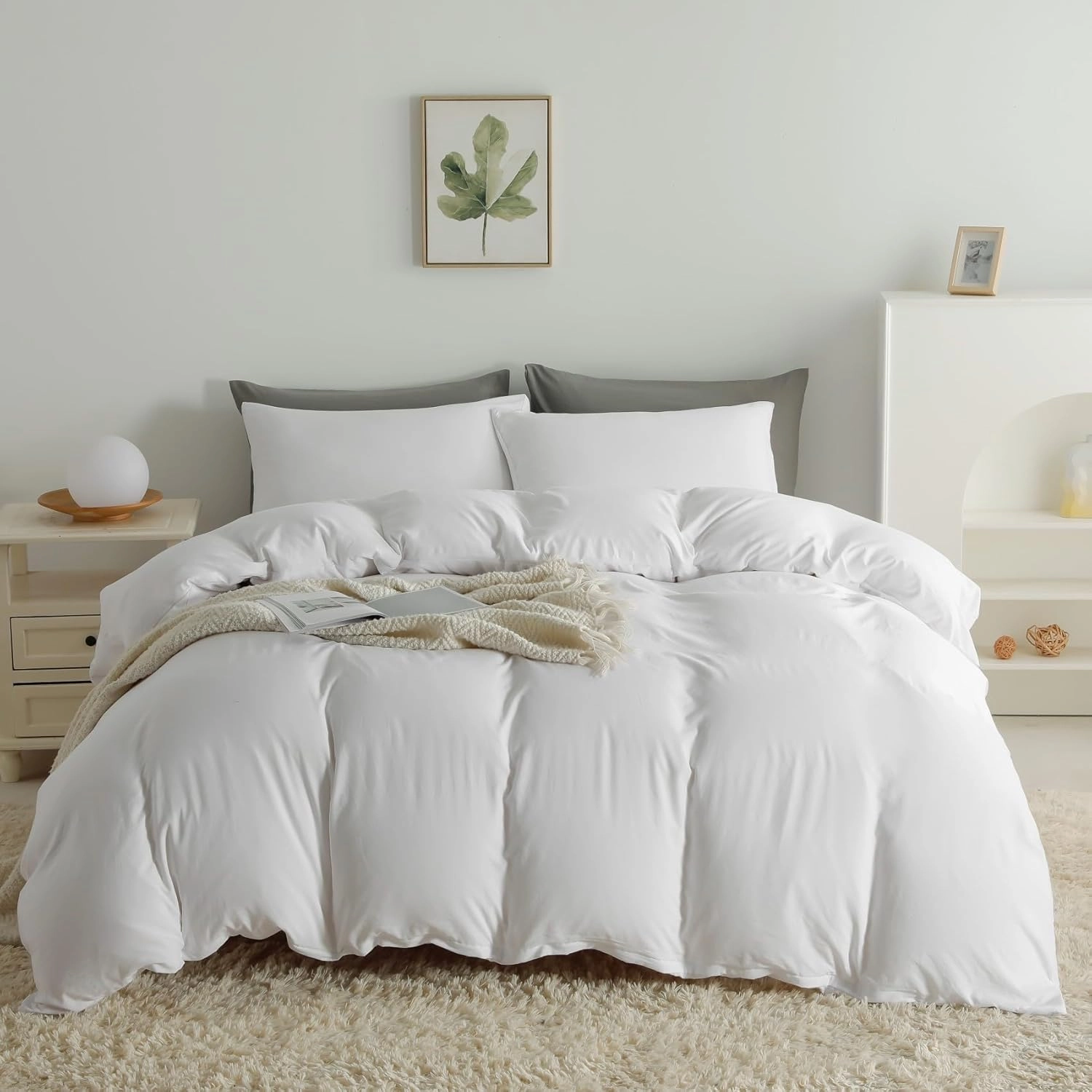 OAITE Duvet Cover,Protects and Covers Your Comforter/Duvet Insert,Luxury 100% Super Soft Microfiber,King Size,3 Piece Duvet Cover Set Includes 2 Pillow Shams
