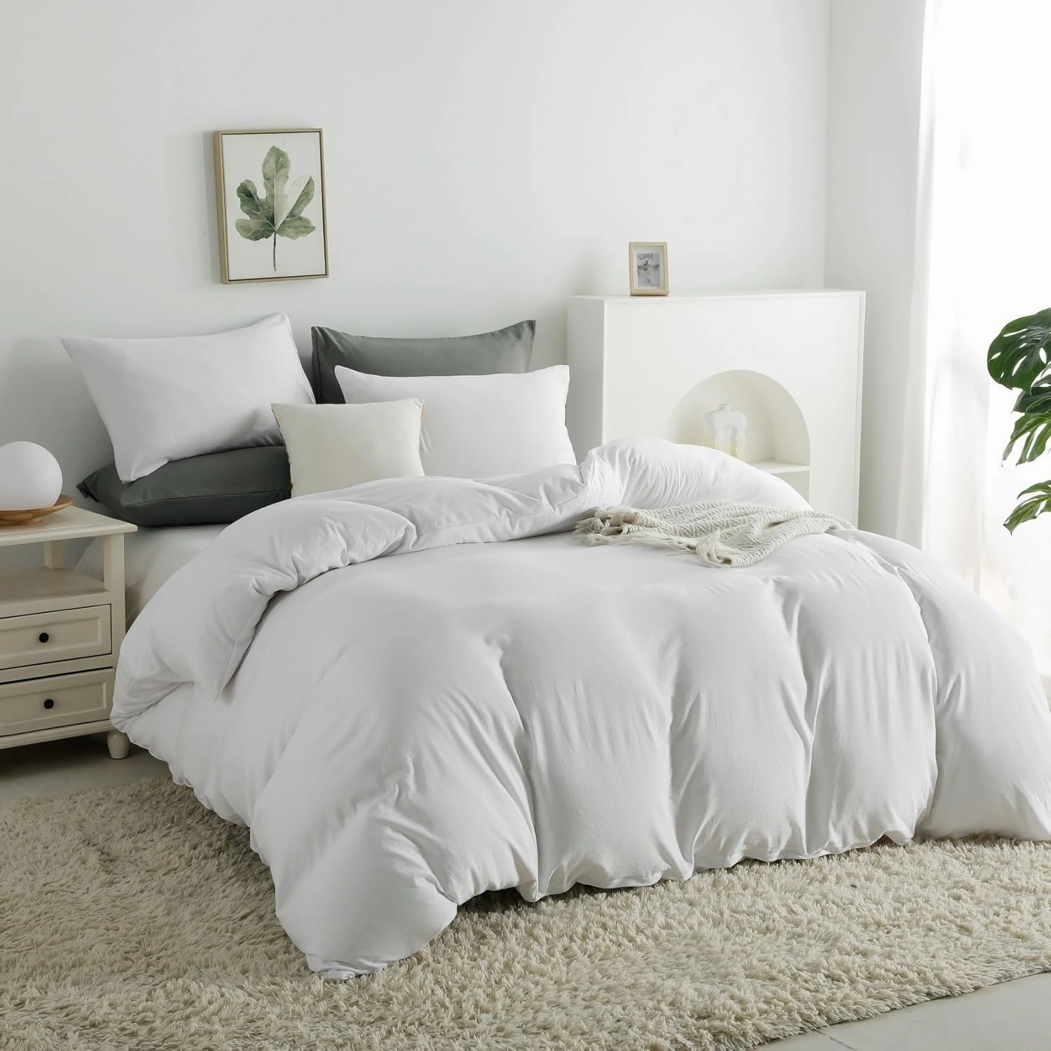 OAITE Duvet Cover,Protects and Covers Your Comforter/Duvet Insert,Luxury 100% Super Soft Microfiber,King Size,3 Piece Duvet Cover Set Includes 2 Pillow Shams