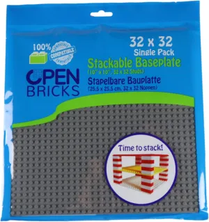 OB-P32DG1 Building Plate, 32 x 32 (25.5 x 25.5 cm), Dark Grey/Dark Grey, Pack of 1, Compatible with All Leading Brands, Can Be Built on Both Sides