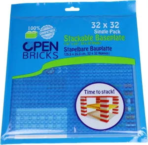 OB-P32TB1 Building Plate, 32 x 32 (25.5 x 25.5 cm), Transparent Blue/Transparent Blue, Pack of 1, Compatible with All Leading Brands, Can Be Built on Both Sides