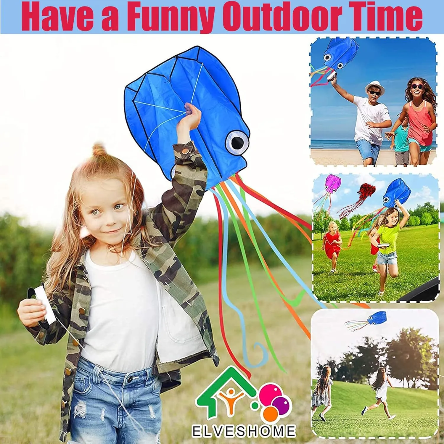 Octopus Kite 3 PACK Kites for Adults Easy To fly, 3D Beautiful Large Giant Kites with Kite String, Kites for Kids Easy to Fly Boys Girls Outdoor Travel Park Beach 158'' Long Tail Kite Runner, 3 Colors
