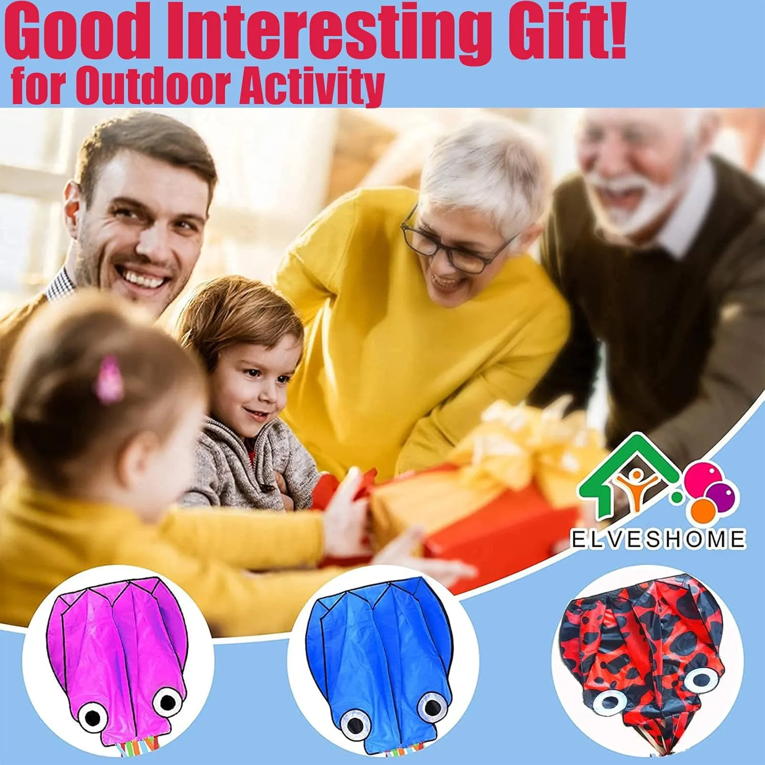 Octopus Kite 3 PACK Kites for Adults Easy To fly, 3D Beautiful Large Giant Kites with Kite String, Kites for Kids Easy to Fly Boys Girls Outdoor Travel Park Beach 158'' Long Tail Kite Runner, 3 Colors