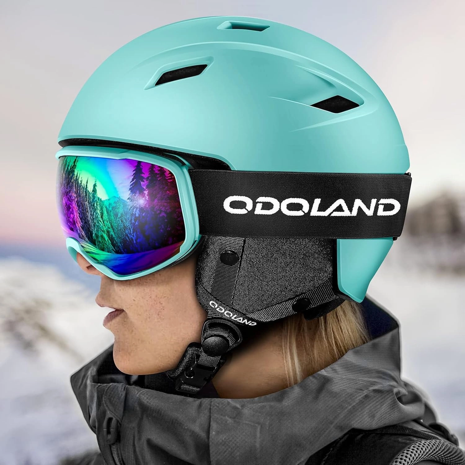 Odoland Ski Helmet and Goggles Set, Snowboard Helmet Glasses for Men, Women & Youth - Shockproof/Windproof Gear for Skiing, Snowboarding