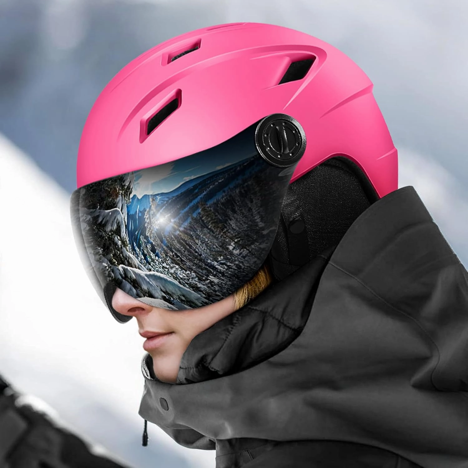 Odoland Ski Helmet with Ski Goggles, Light Weight Snowboard Helmet and 2-in-1 Visor Detachable Goggles Set, Snow Sport Helmets for Men Women