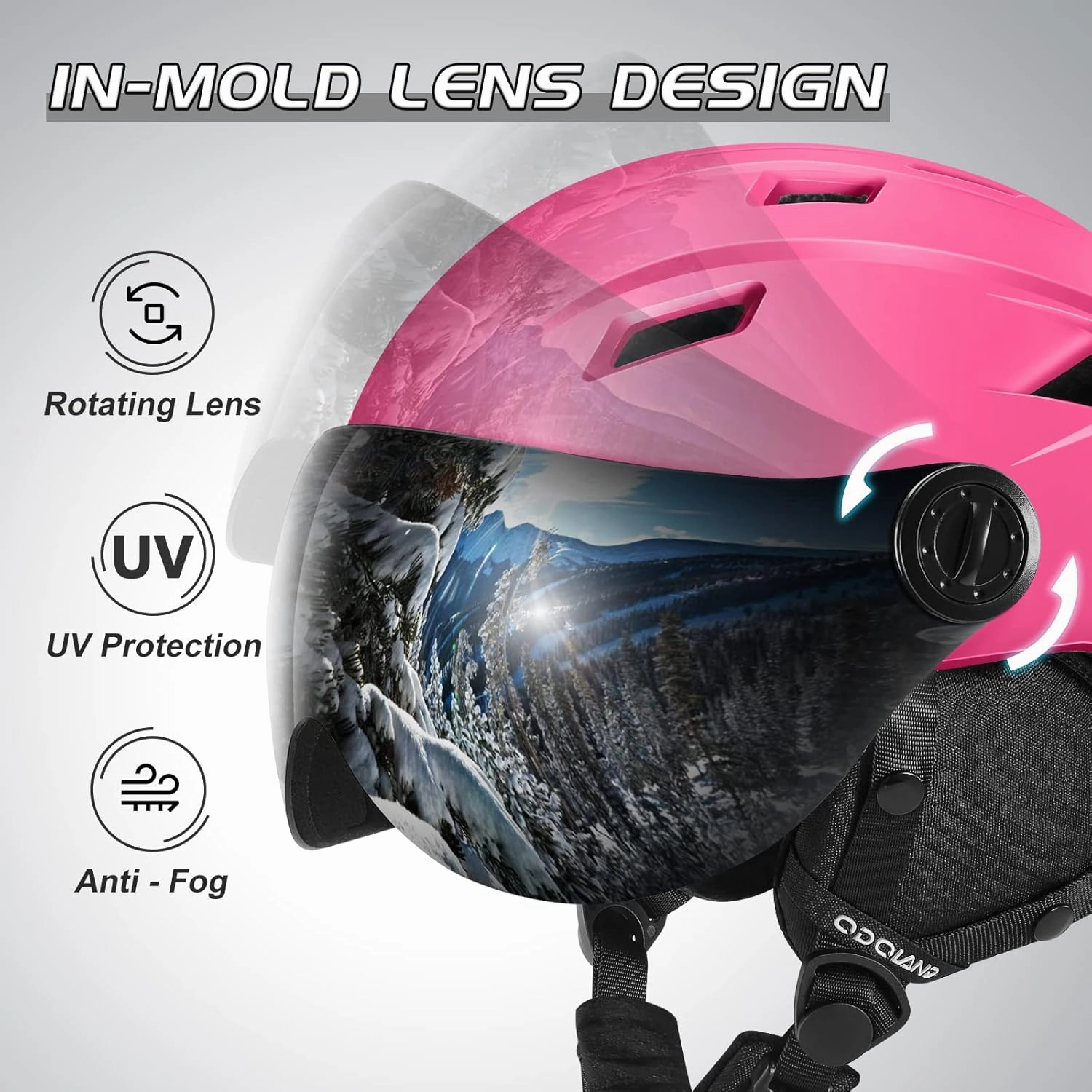 Odoland Ski Helmet with Ski Goggles, Light Weight Snowboard Helmet and 2-in-1 Visor Detachable Goggles Set, Snow Sport Helmets for Men Women
