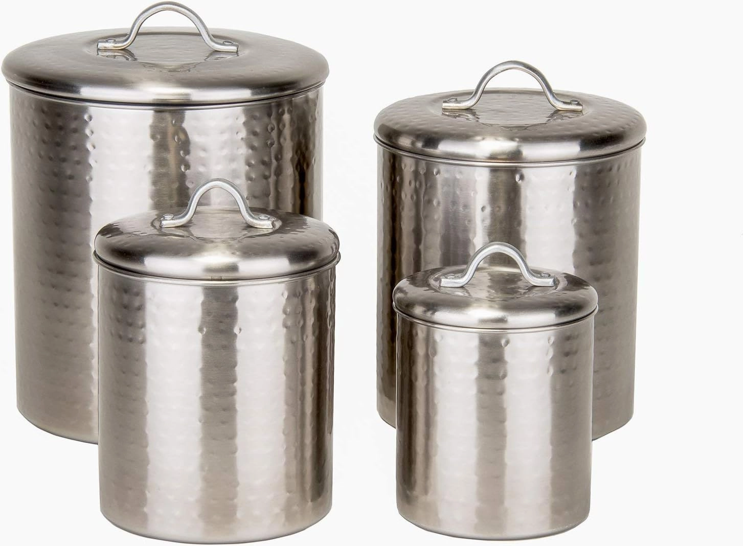 Old Dutch 4 Piece Hammered Brushed Nickel Canister Set (1943)