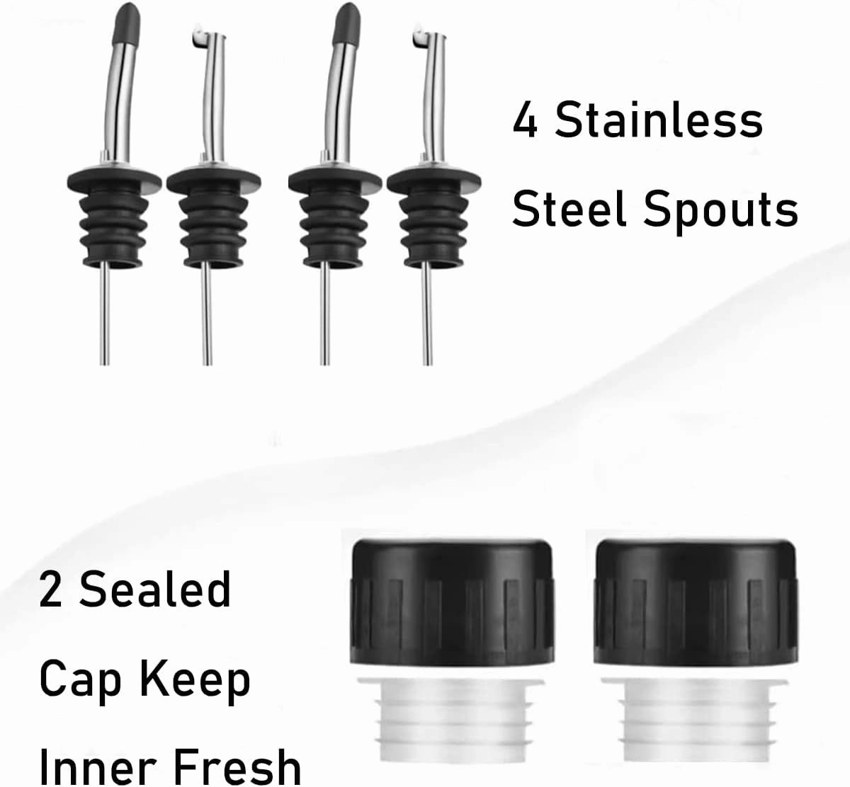 Olive Oil Dispenser, Dispenser Set for Oil & Vinegar, Farmhouse Kitchen Decor (Black and White)